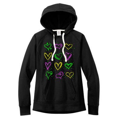 Hearts Cute Carnival Parade Mardi Gras Party Women's Fleece Hoodie