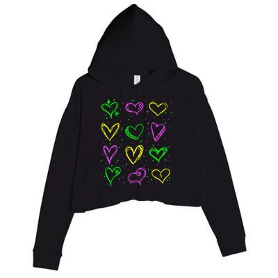 Hearts Cute Carnival Parade Mardi Gras Party Crop Fleece Hoodie