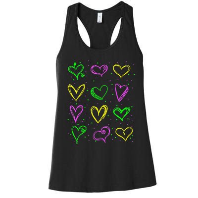 Hearts Cute Carnival Parade Mardi Gras Party Women's Racerback Tank