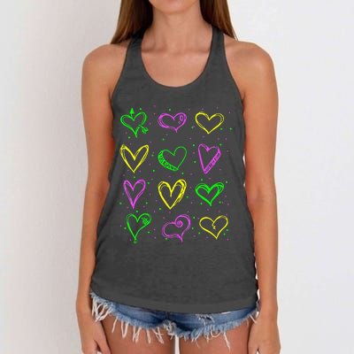 Hearts Cute Carnival Parade Mardi Gras Party Women's Knotted Racerback Tank