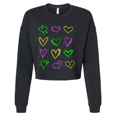 Hearts Cute Carnival Parade Mardi Gras Party Cropped Pullover Crew