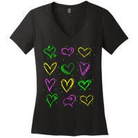 Hearts Cute Carnival Parade Mardi Gras Party Women's V-Neck T-Shirt