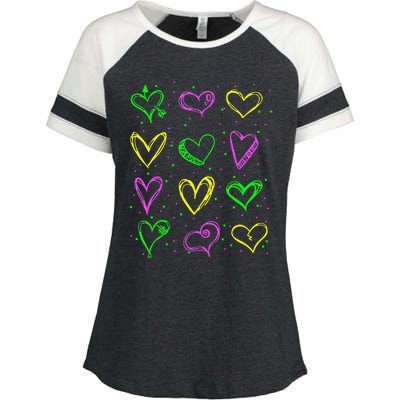 Hearts Cute Carnival Parade Mardi Gras Party Enza Ladies Jersey Colorblock Tee