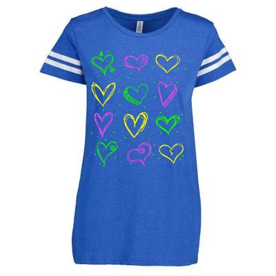 Hearts Cute Carnival Parade Mardi Gras Party Enza Ladies Jersey Football T-Shirt