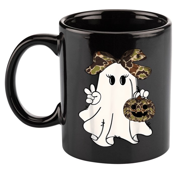 Halloween Camouflage Camo Ghost Hello Hunting Season 11oz C Handle Ceramic Mug