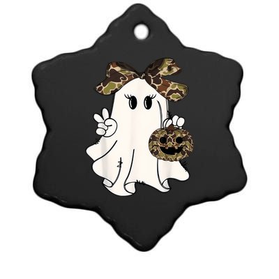 Halloween Camouflage Camo Ghost Hello Hunting Season Ceramic Star Ornament