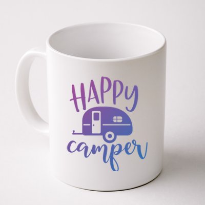 Happy Camper Camping Trailer Funny Camp Design Him And Her Cute Gift Coffee Mug