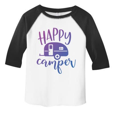 Happy Camper Camping Trailer Funny Camp Design Him And Her Cute Gift Toddler Fine Jersey T-Shirt