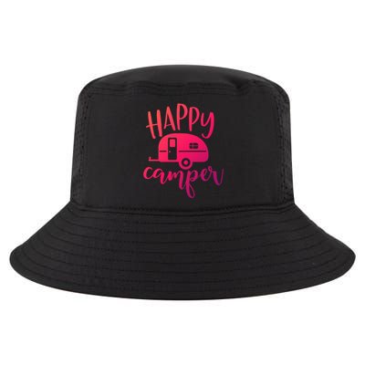 Happy Camper Camping Trailer Funny Camp Design Him And Her Cute Gift Cool Comfort Performance Bucket Hat