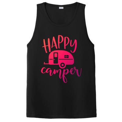 Happy Camper Camping Trailer Funny Camp Design Him And Her Cute Gift PosiCharge Competitor Tank