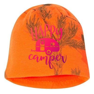 Happy Camper Camping Trailer Funny Camp Design Him And Her Cute Gift Kati - Camo Knit Beanie