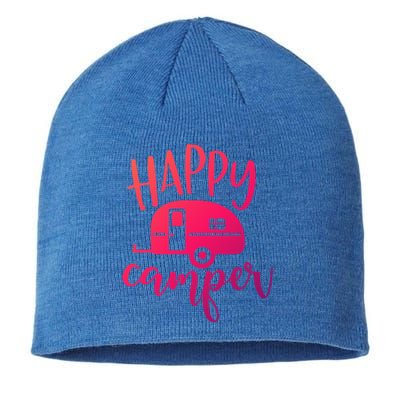 Happy Camper Camping Trailer Funny Camp Design Him And Her Cute Gift Sustainable Beanie