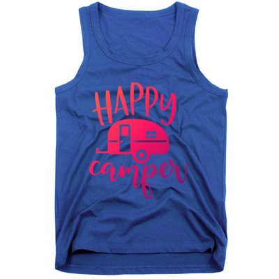 Happy Camper Camping Trailer Funny Camp Design Him And Her Cute Gift Tank Top