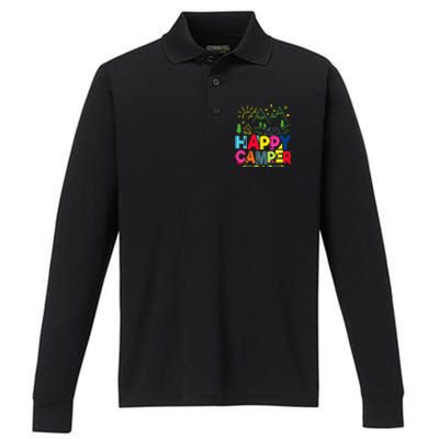 Happy Camper Camping Funny Gift Performance Long Sleeve Polo