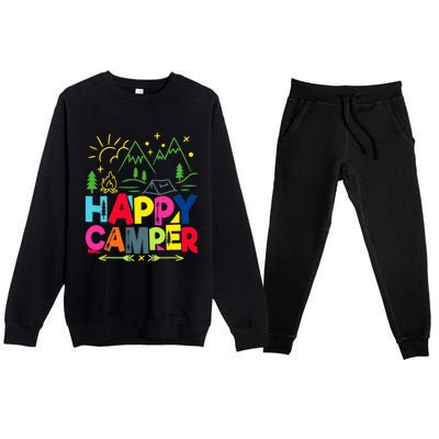 Happy Camper Camping Funny Gift Premium Crewneck Sweatsuit Set