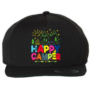 Happy Camper Camping Funny Gift Wool Snapback Cap