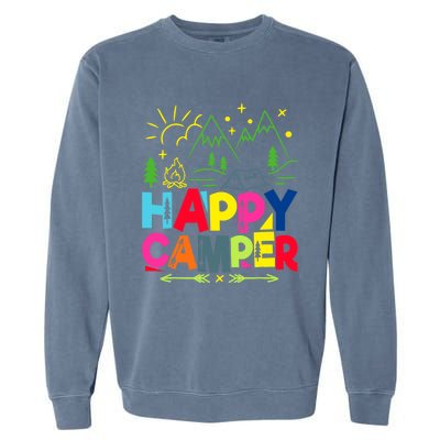 Happy Camper Camping Funny Gift Garment-Dyed Sweatshirt