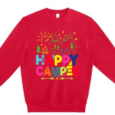 Happy Camper Camping Funny Gift Premium Crewneck Sweatshirt