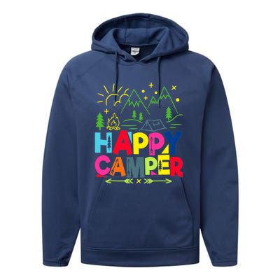 Happy Camper Camping Funny Gift Performance Fleece Hoodie