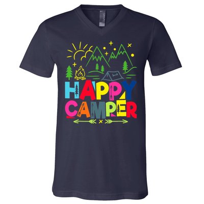 Happy Camper Camping Funny Gift V-Neck T-Shirt