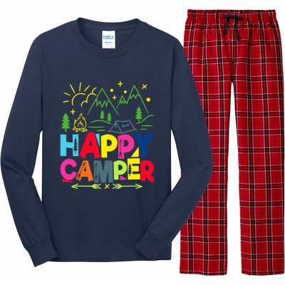 Happy Camper Camping Funny Gift Long Sleeve Pajama Set