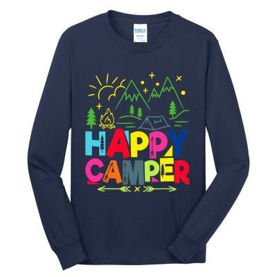 Happy Camper Camping Funny Gift Tall Long Sleeve T-Shirt