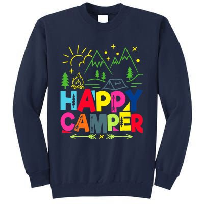 Happy Camper Camping Funny Gift Tall Sweatshirt