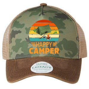 Happy Camper Camp Camper Camping Campfire Graphic Gift Legacy Tie Dye Trucker Hat