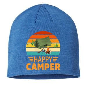 Happy Camper Camp Camper Camping Campfire Graphic Gift Sustainable Beanie