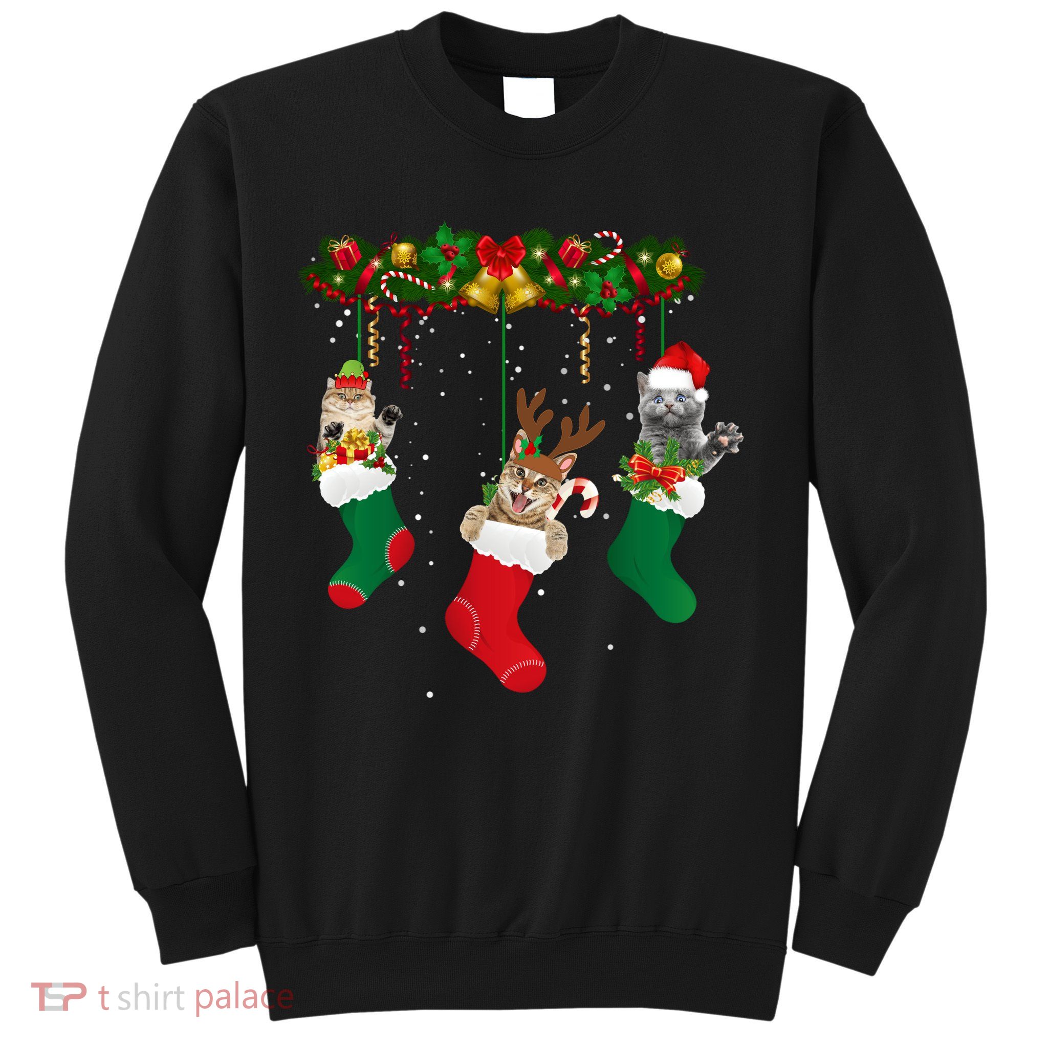 Hanging Cats Christmas Stockings Sweatshirt