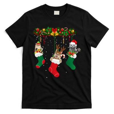 Hanging Cats Christmas Stockings T-Shirt