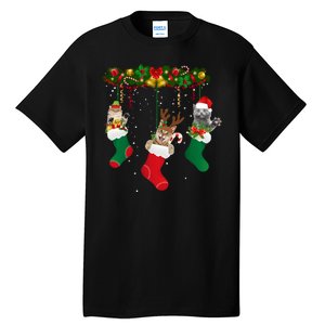 Hanging Cats Christmas Stockings Tall T-Shirt