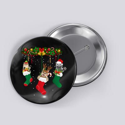 Hanging Cats Christmas Stockings Button