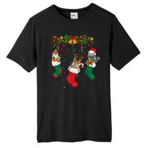 Hanging Cats Christmas Stockings Tall Fusion ChromaSoft Performance T-Shirt