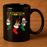 Hanging Cats Christmas Stockings 11oz C Handle Ceramic Mug