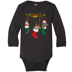 Hanging Cats Christmas Stockings Baby Long Sleeve Bodysuit