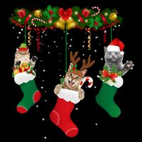 Hanging Cats Christmas Stockings Bag