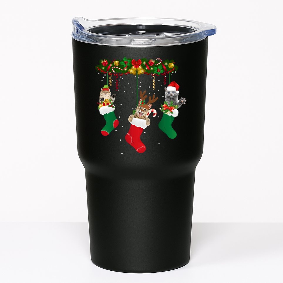 Hanging Cats Christmas Stockings Tumbler