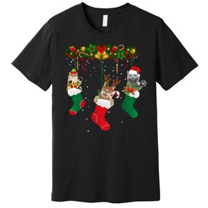 Hanging Cats Christmas Stockings Premium T-Shirt