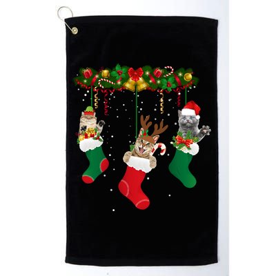 Hanging Cats Christmas Stockings Golf Towel