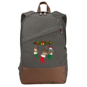 Hanging Cats Christmas Stockings Cotton Canvas Backpack