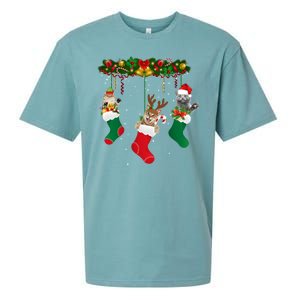 Hanging Cats Christmas Stockings Sueded Cloud Jersey T-Shirt