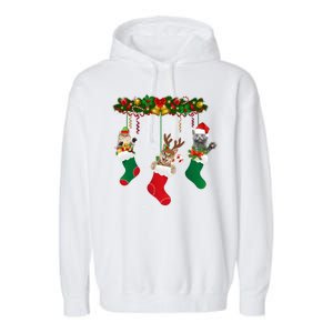 Hanging Cats Christmas Stockings Garment-Dyed Fleece Hoodie