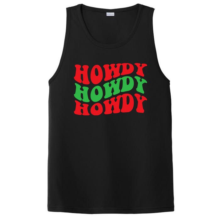 Howdy Christmas Cowgirl Southern Western Girl Country Rodeo PosiCharge Competitor Tank