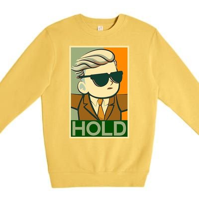 Hold Crypto Currency Cartoon Premium Crewneck Sweatshirt