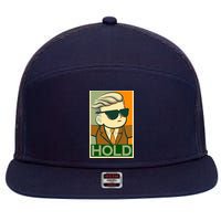 Hold Crypto Currency Cartoon 7 Panel Mesh Trucker Snapback Hat