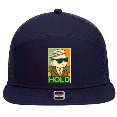 Hold Crypto Currency Cartoon 7 Panel Mesh Trucker Snapback Hat