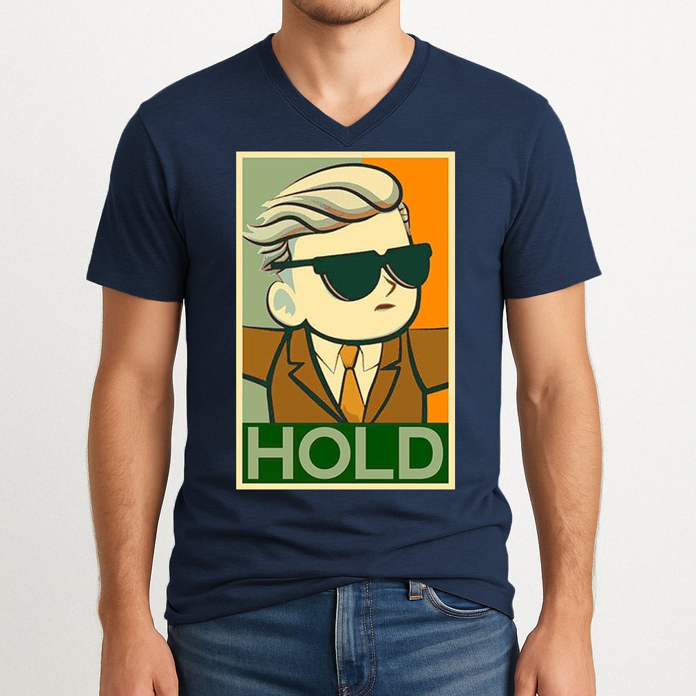Hold Crypto Currency Cartoon V-Neck T-Shirt