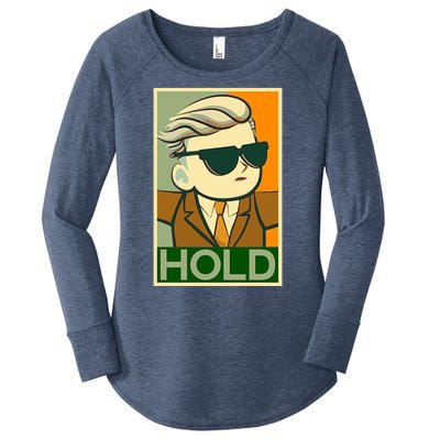 Hold Crypto Currency Cartoon Women's Perfect Tri Tunic Long Sleeve Shirt