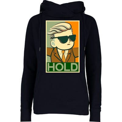 Hold Crypto Currency Cartoon Womens Funnel Neck Pullover Hood